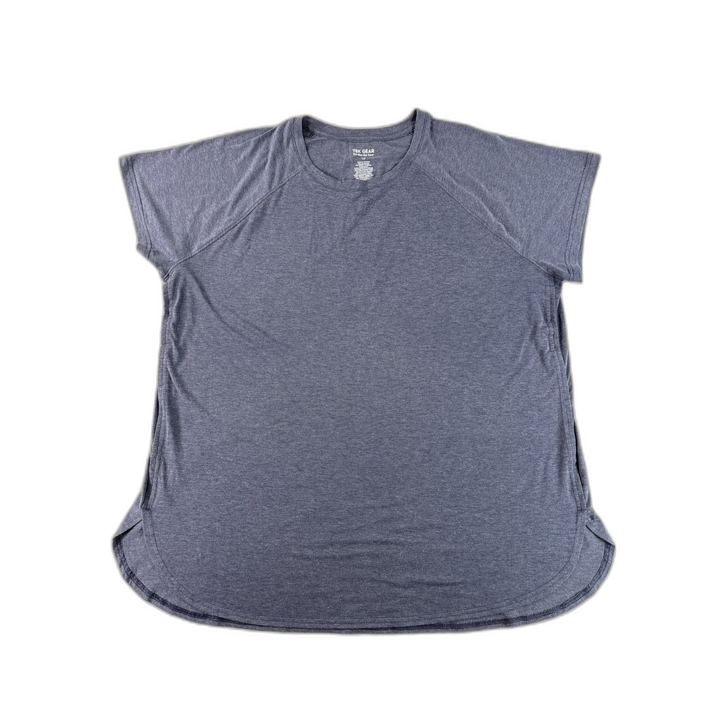 Tek Gear Heather Tee 1X Gray Polyester TENCEL Lyocell Spandex Crewneck Short Dry